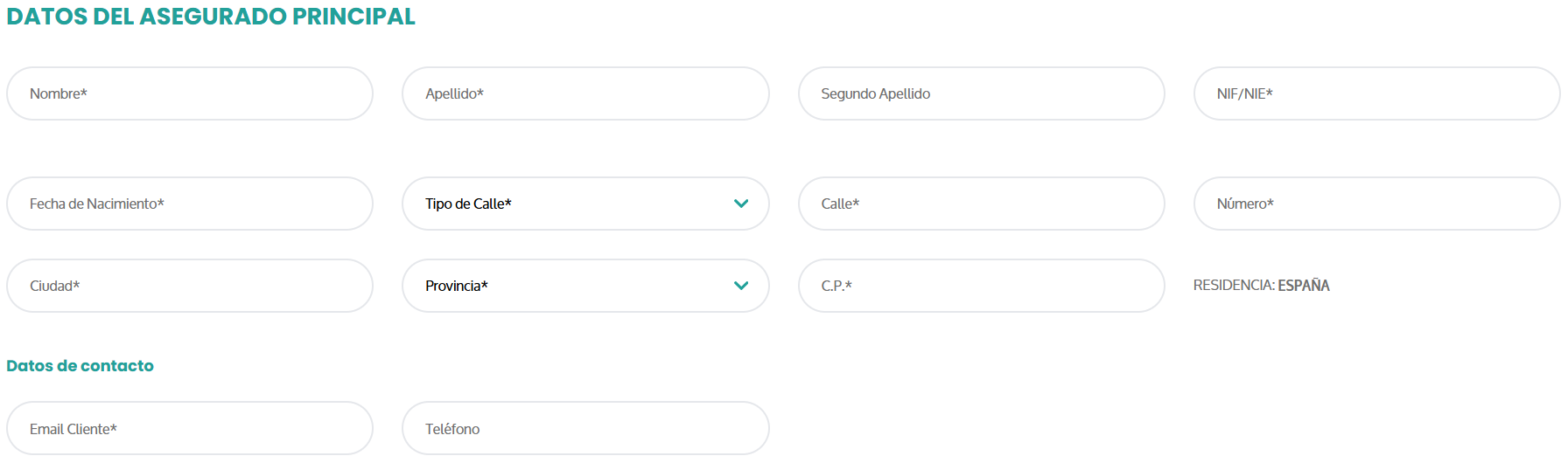Datos asegurado menor